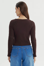 Polera Mujer Ajustado Chocolate