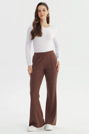 Pantalón Mujer Flare Café