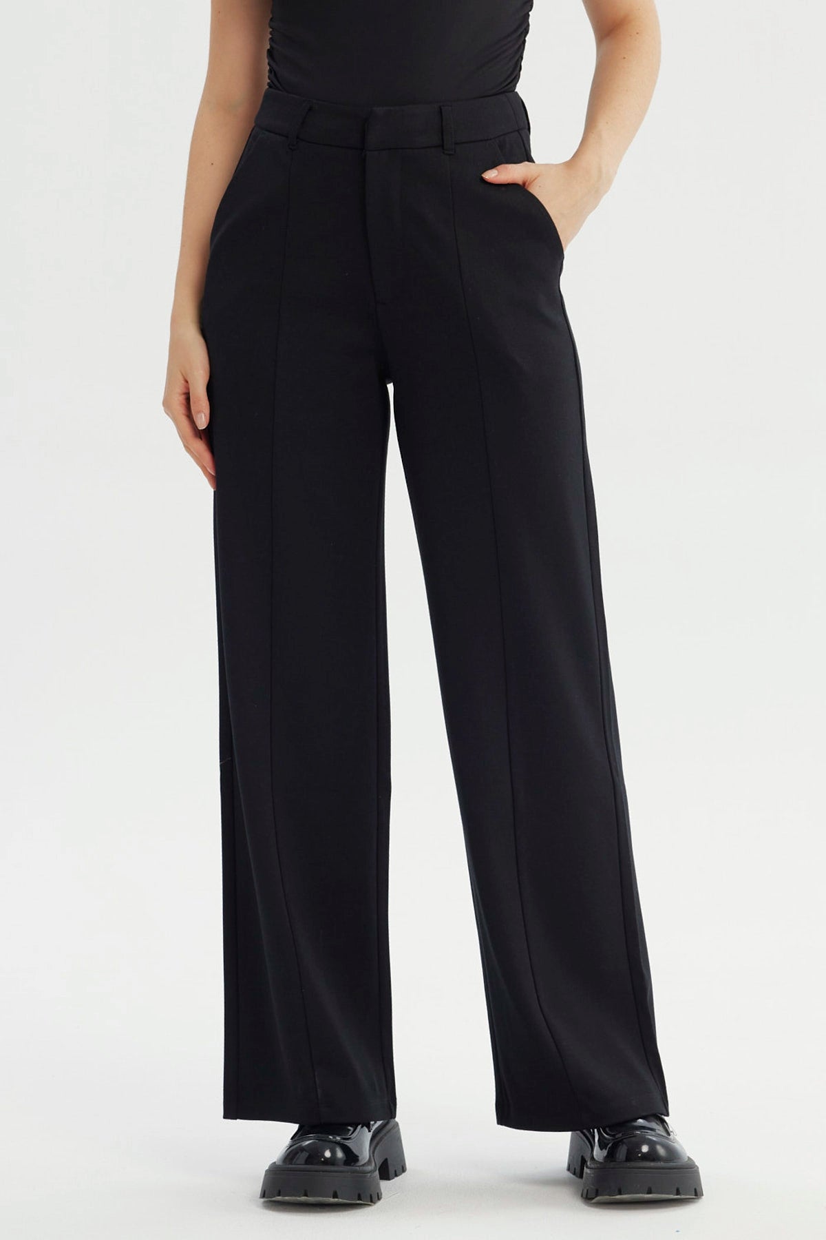 Pantalón Mujer Wide Leg Negro