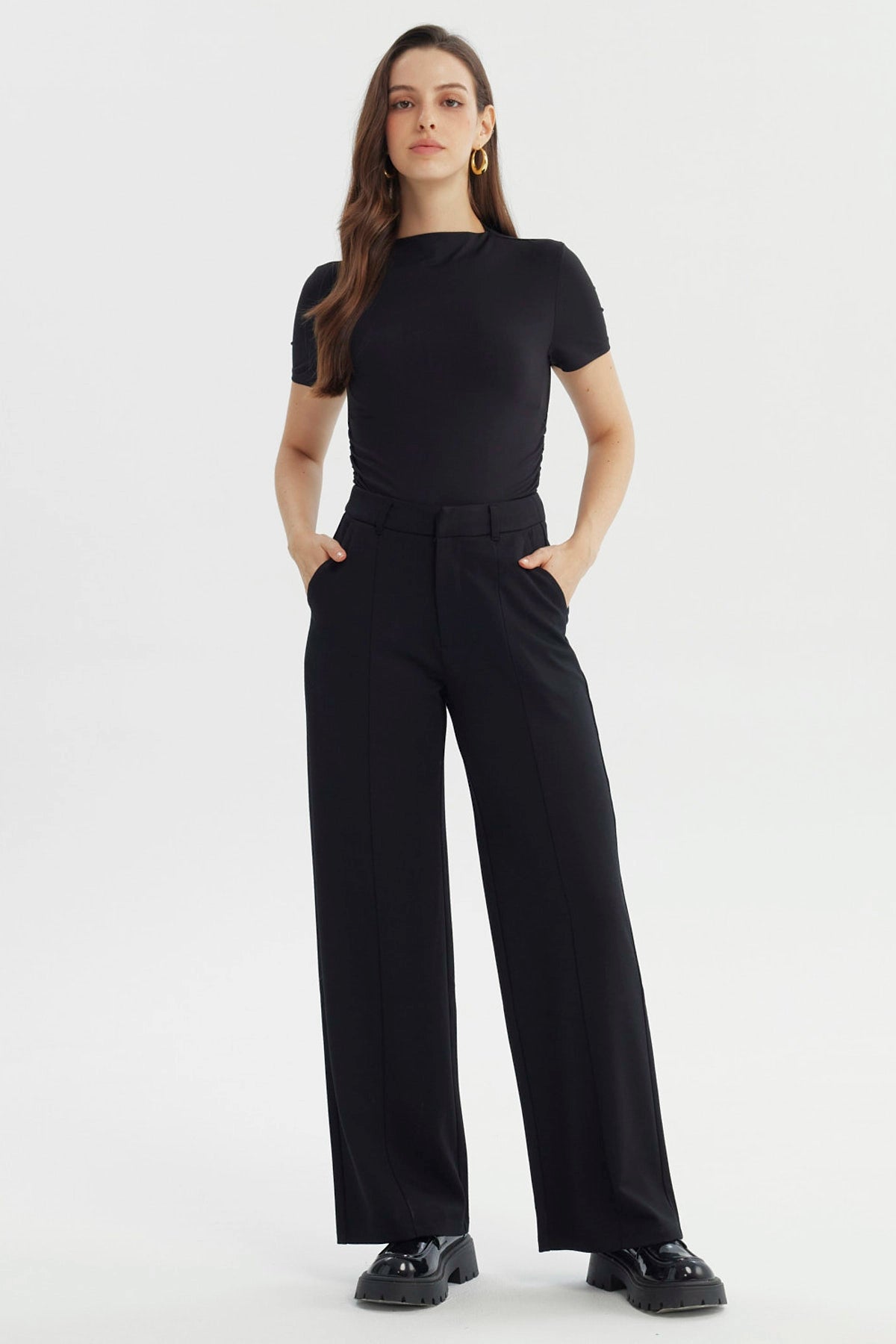 Pantalón Mujer Wide Leg Negro