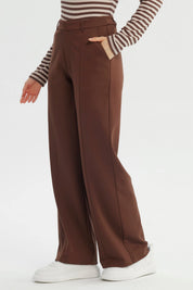 Pantalón Mujer Wide Leg Café