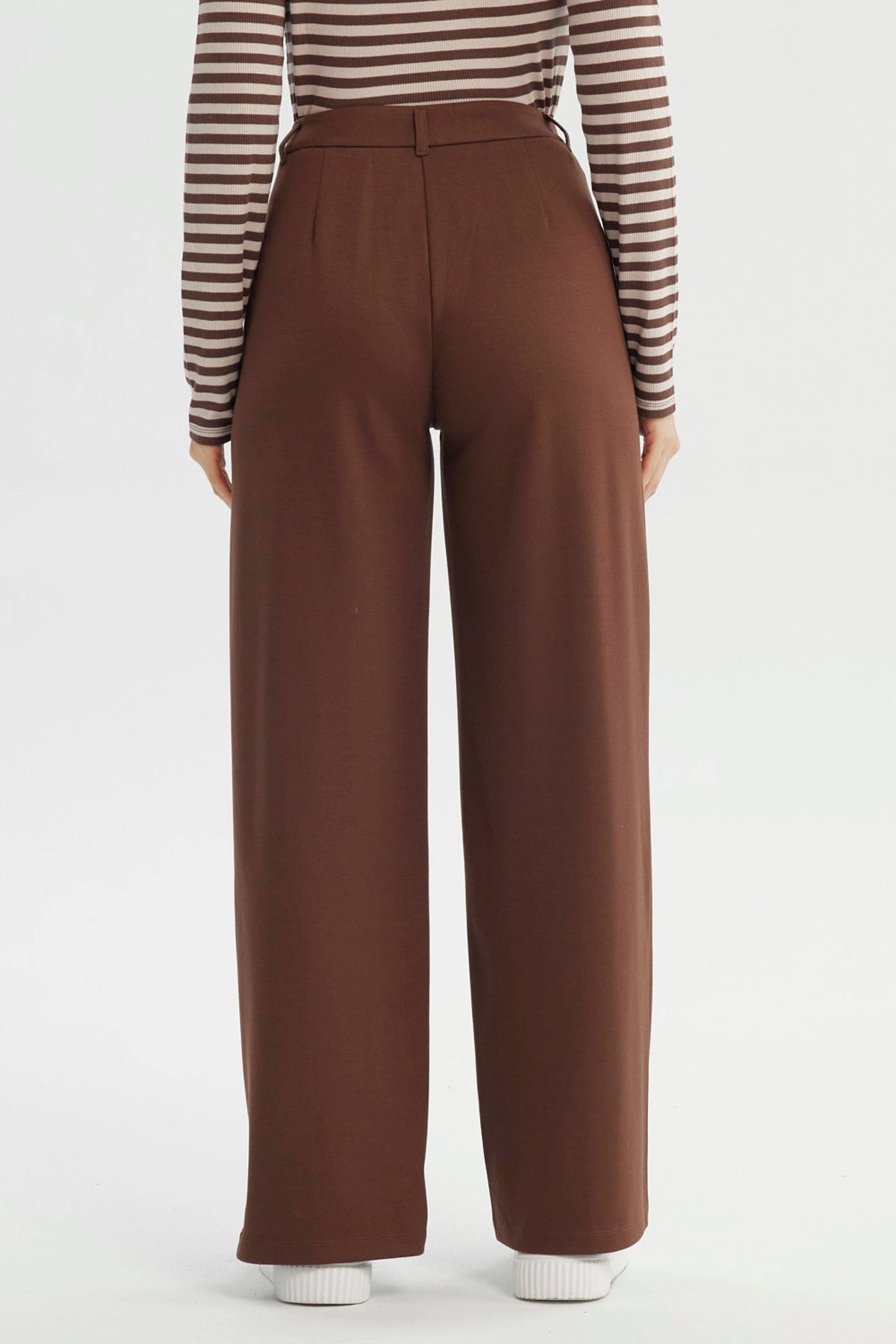 Pantalón Mujer Wide Leg Café