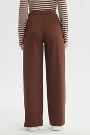 Pantalón Mujer Wide Leg Café