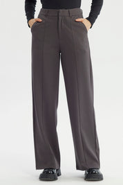 Pantalón Mujer Wide Leg Gris Oscuro