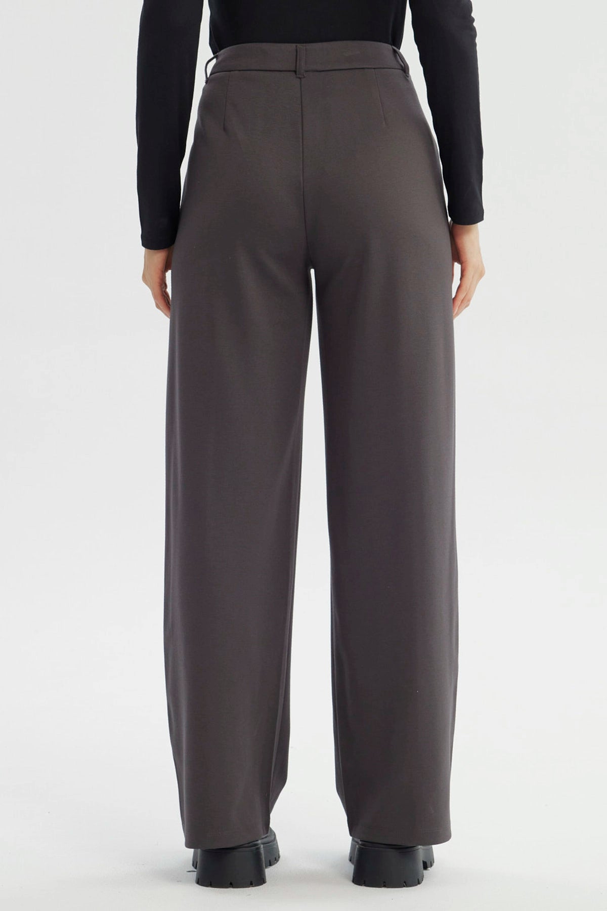 Pantalón Mujer Wide Leg Gris Oscuro
