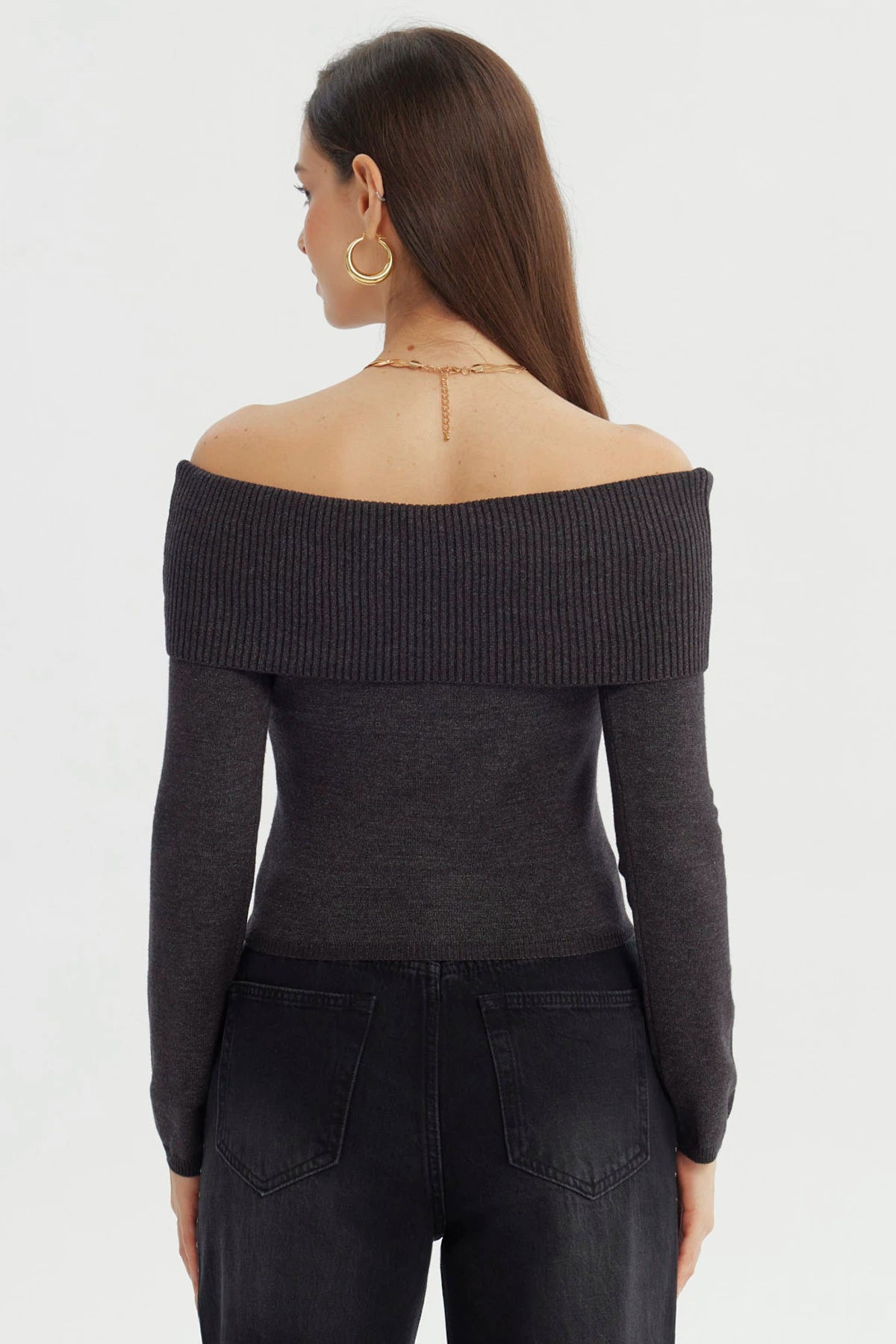 Sweater Mujer Slim Gris Oscuro