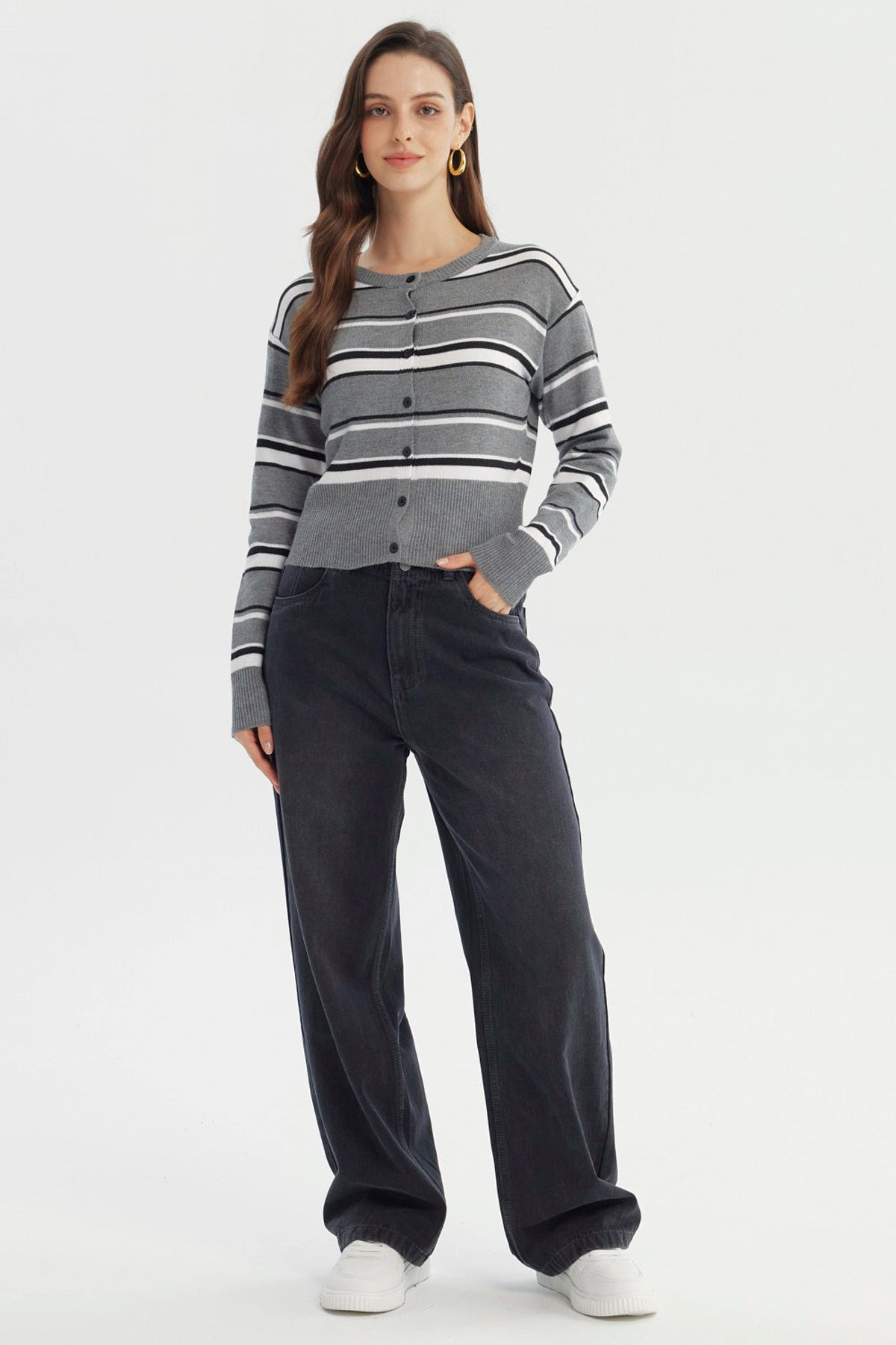 Sweater Mujer Regular Gris