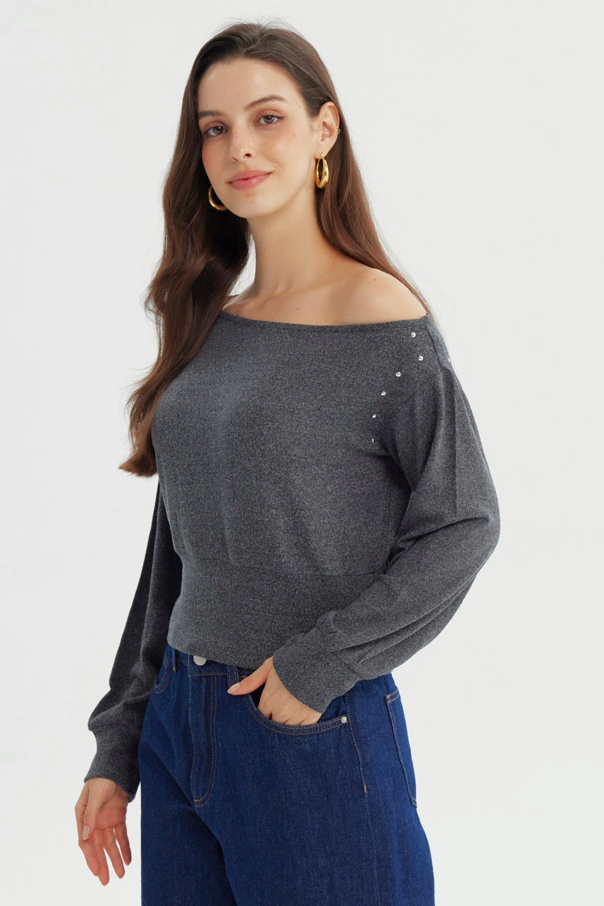 Sweater Mujer Classic Gris Oscuro