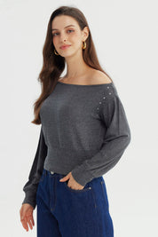 Sweater Mujer Classic Gris Oscuro