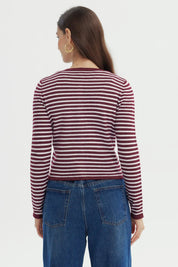 Sweater Mujer Slim Burdeo