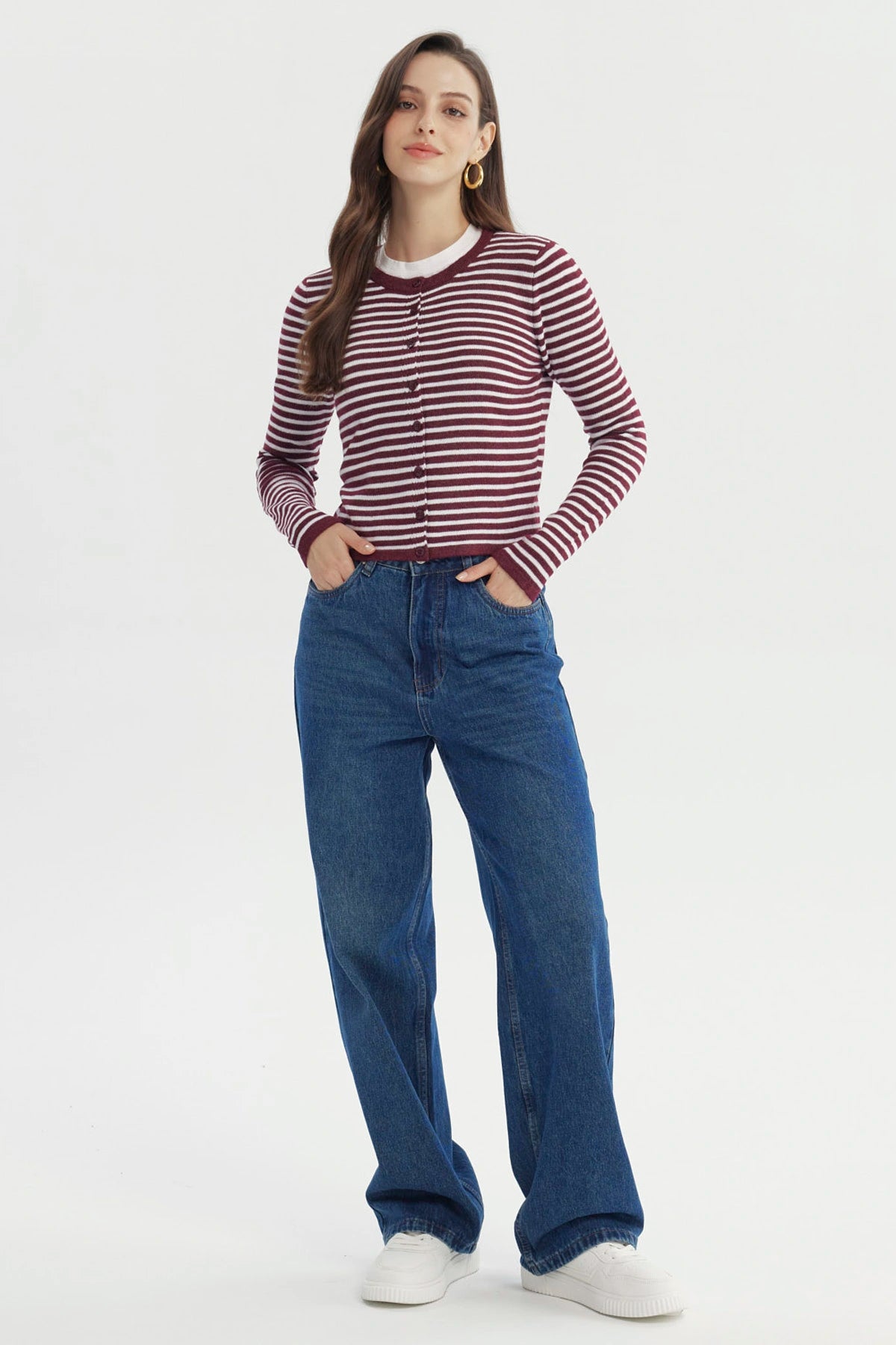 Sweater Mujer Slim Burdeo