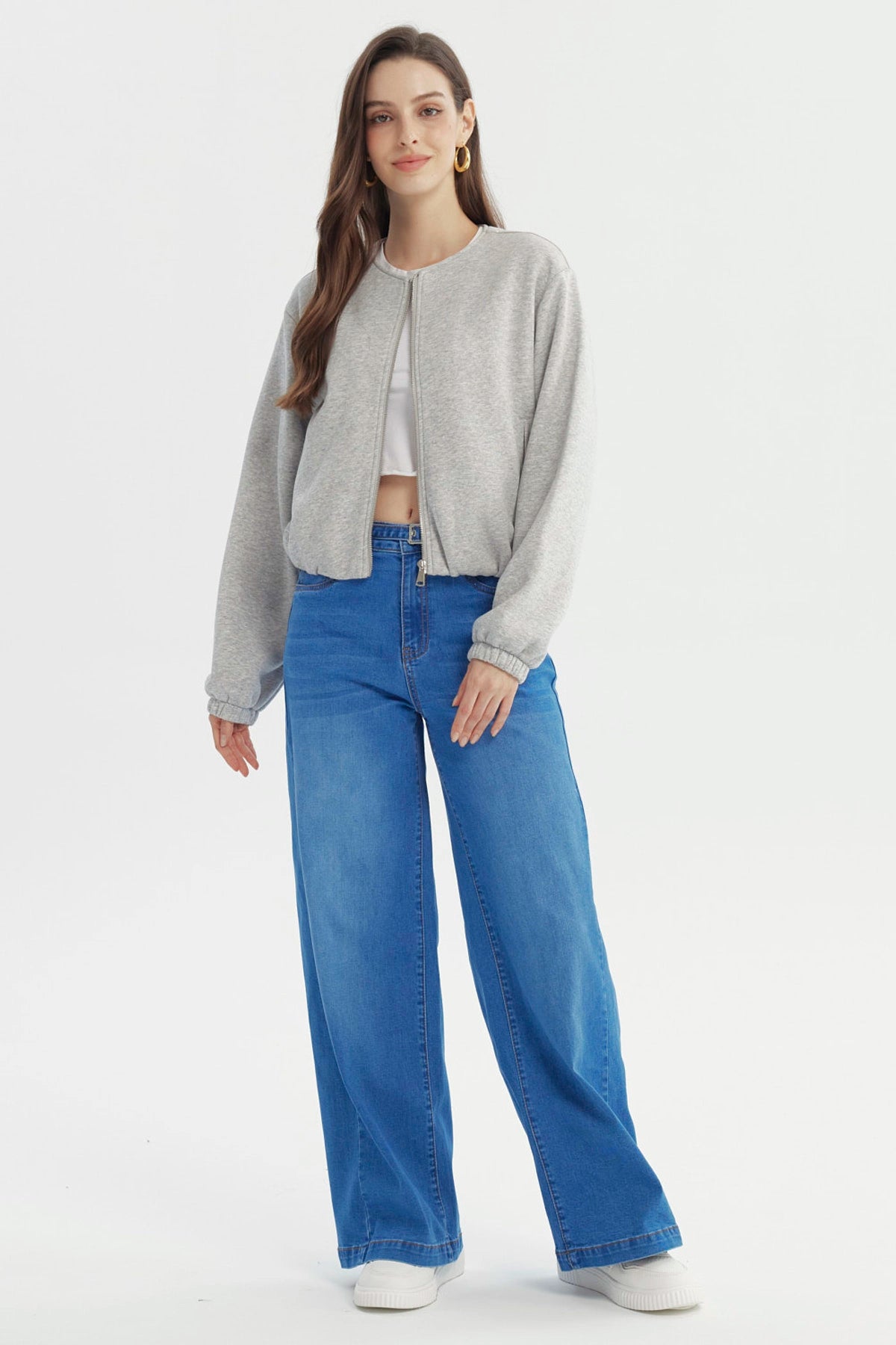 Polerón Mujer Classic Gris Melange