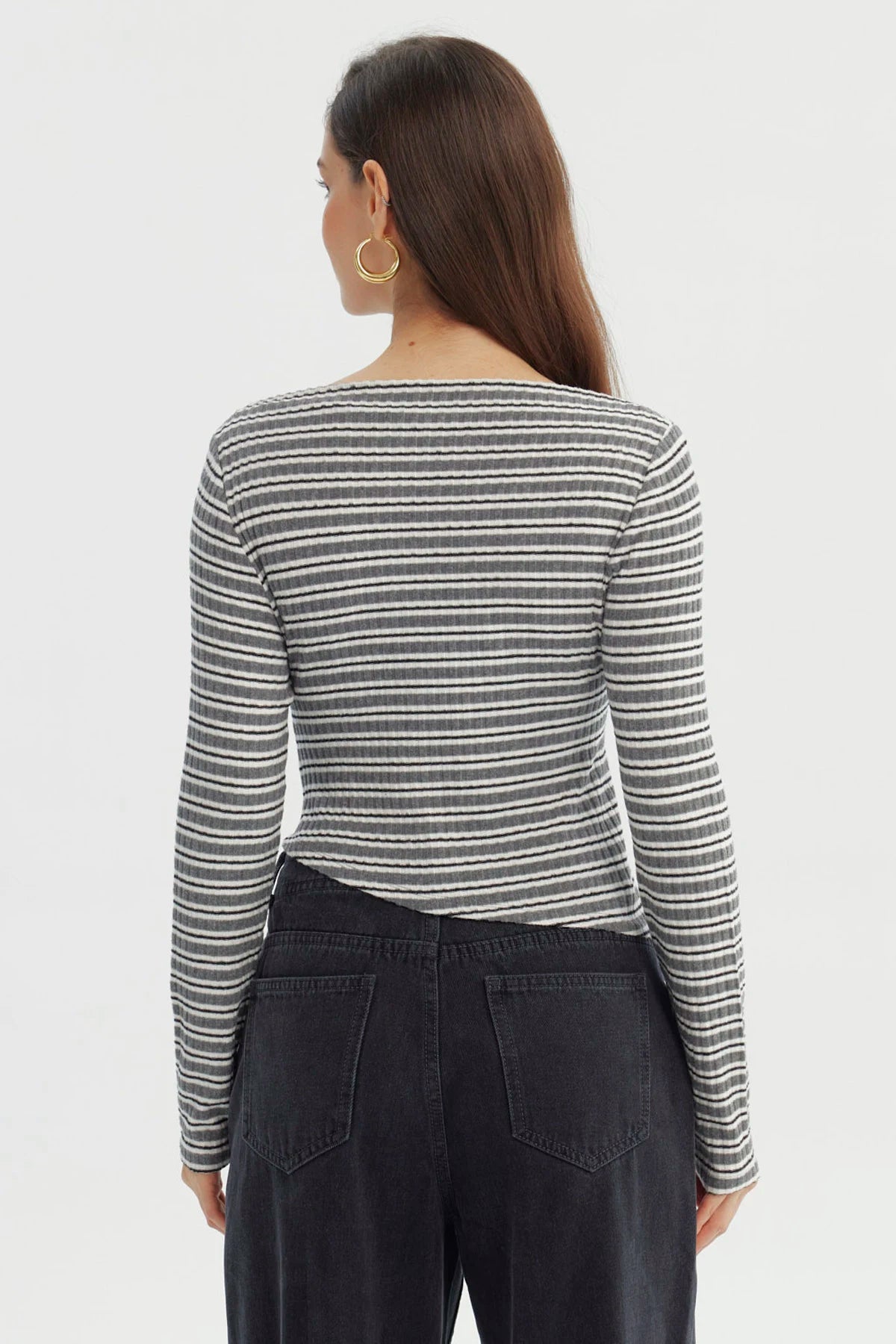 Polera Mujer Ajustado Gris