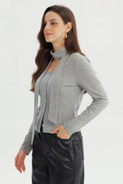 Polera Mujer Slim Gris Melange