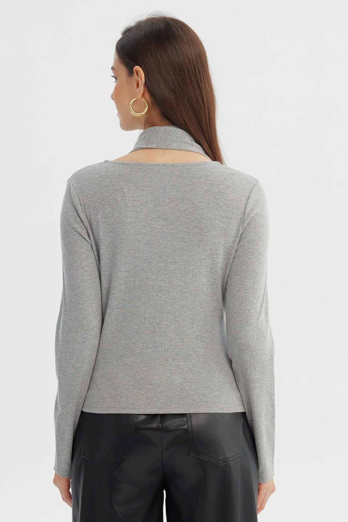 Polera Mujer Slim Gris Melange