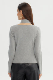 Polera Mujer Slim Gris Melange