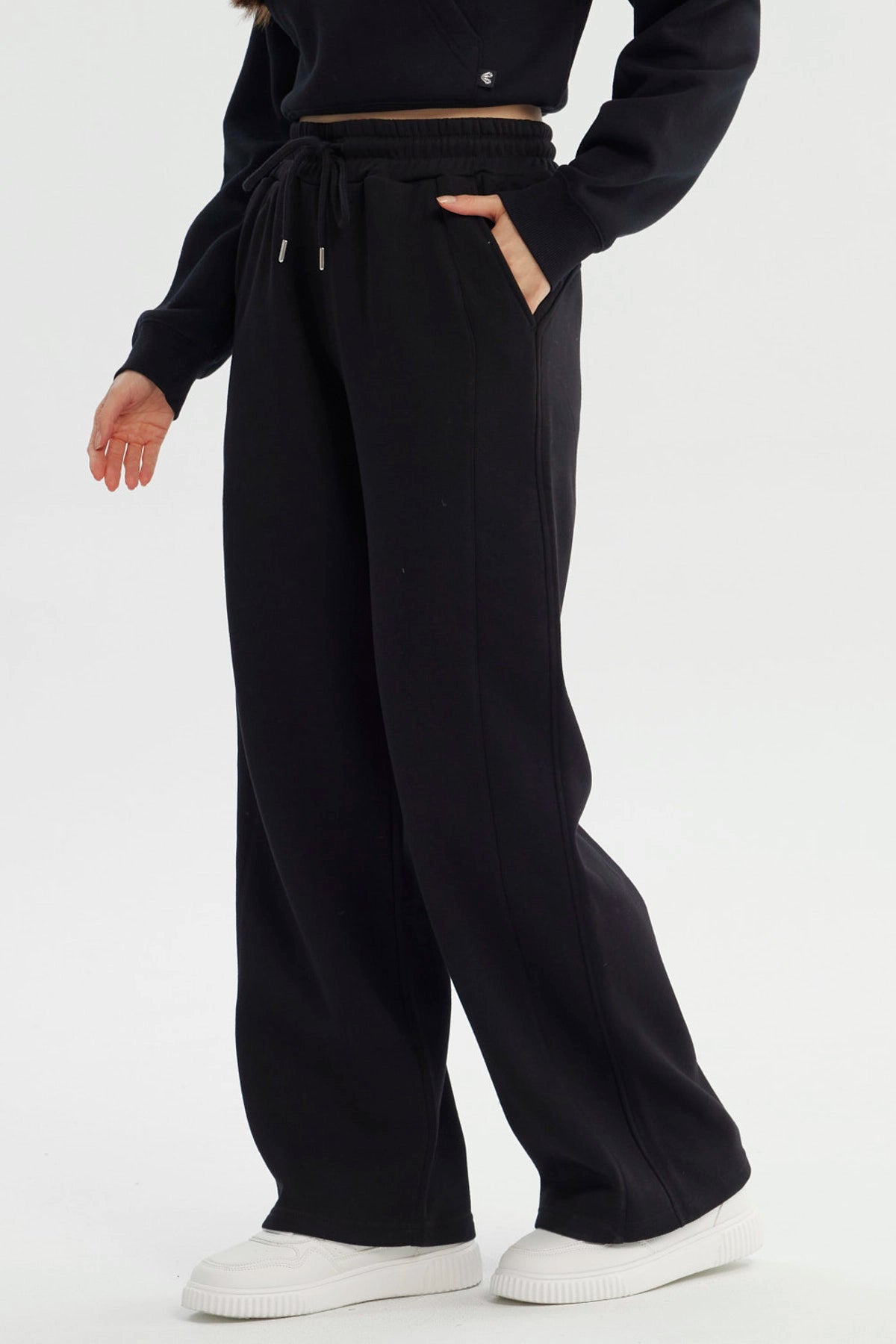 Pantalón Buzo Mujer Wide Leg Negro