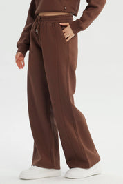 Pantalón Buzo Mujer Wide Leg Café
