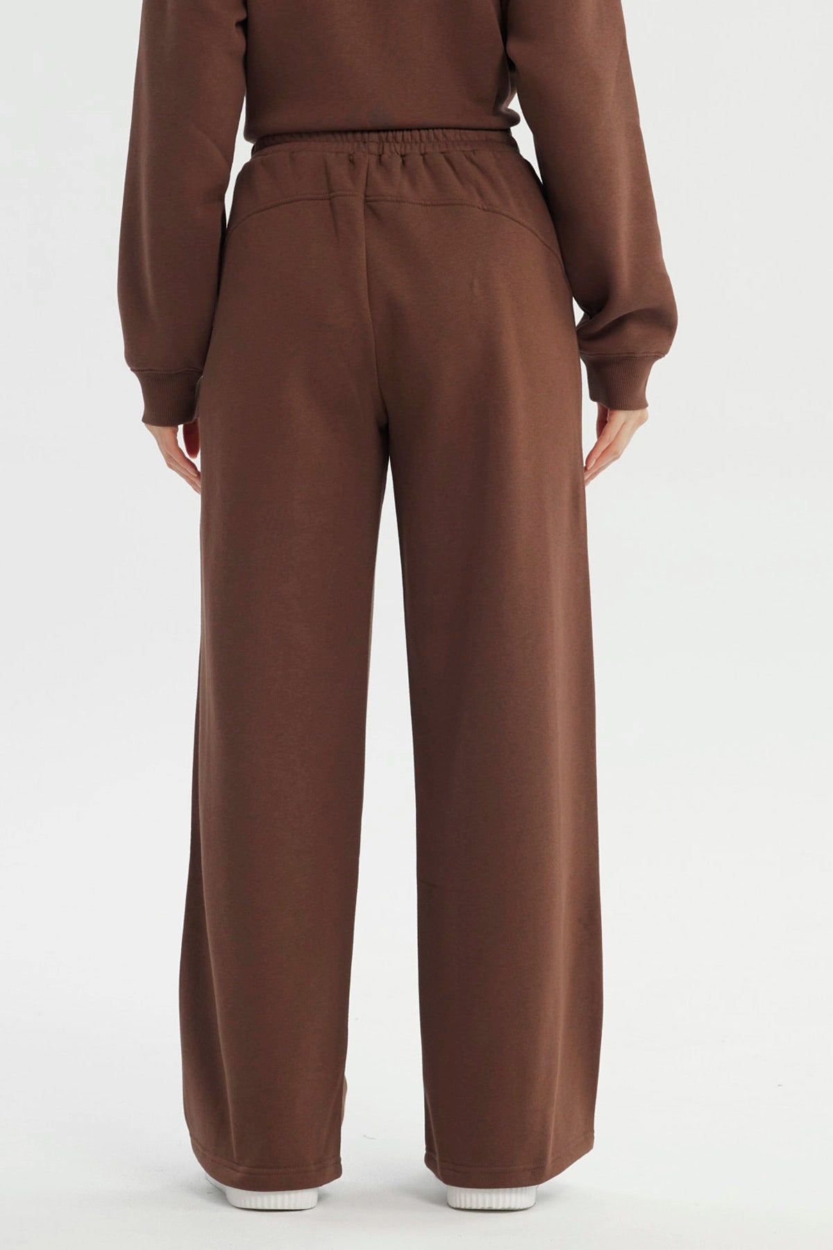 Pantalón Buzo Mujer Wide Leg Café