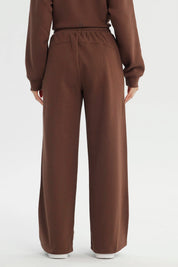 Pantalón Buzo Mujer Wide Leg Café