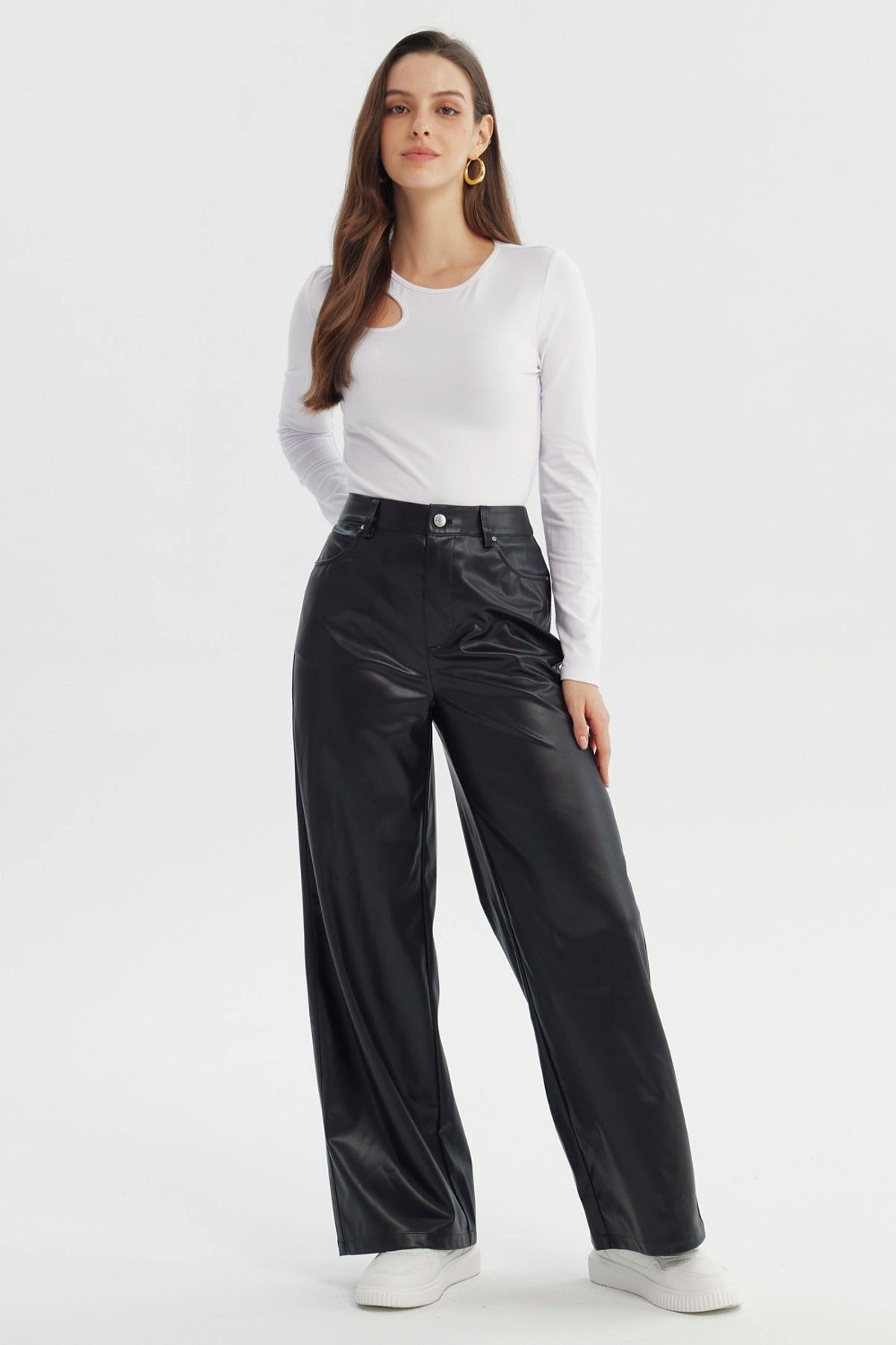 Pantalón Mujer Wide Leg Negro