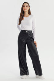Pantalón Mujer Wide Leg Negro