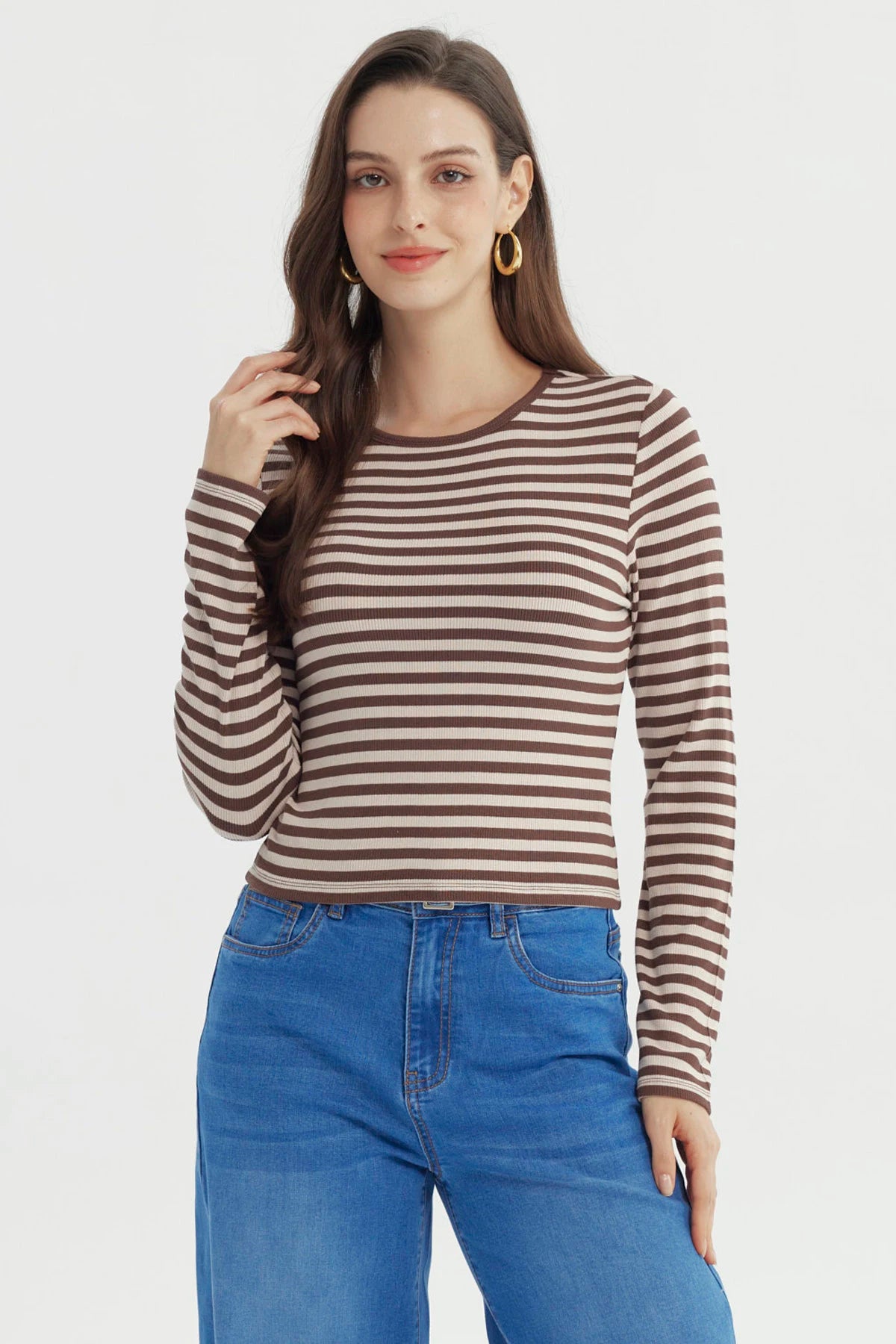Polera Mujer Ajustado Café