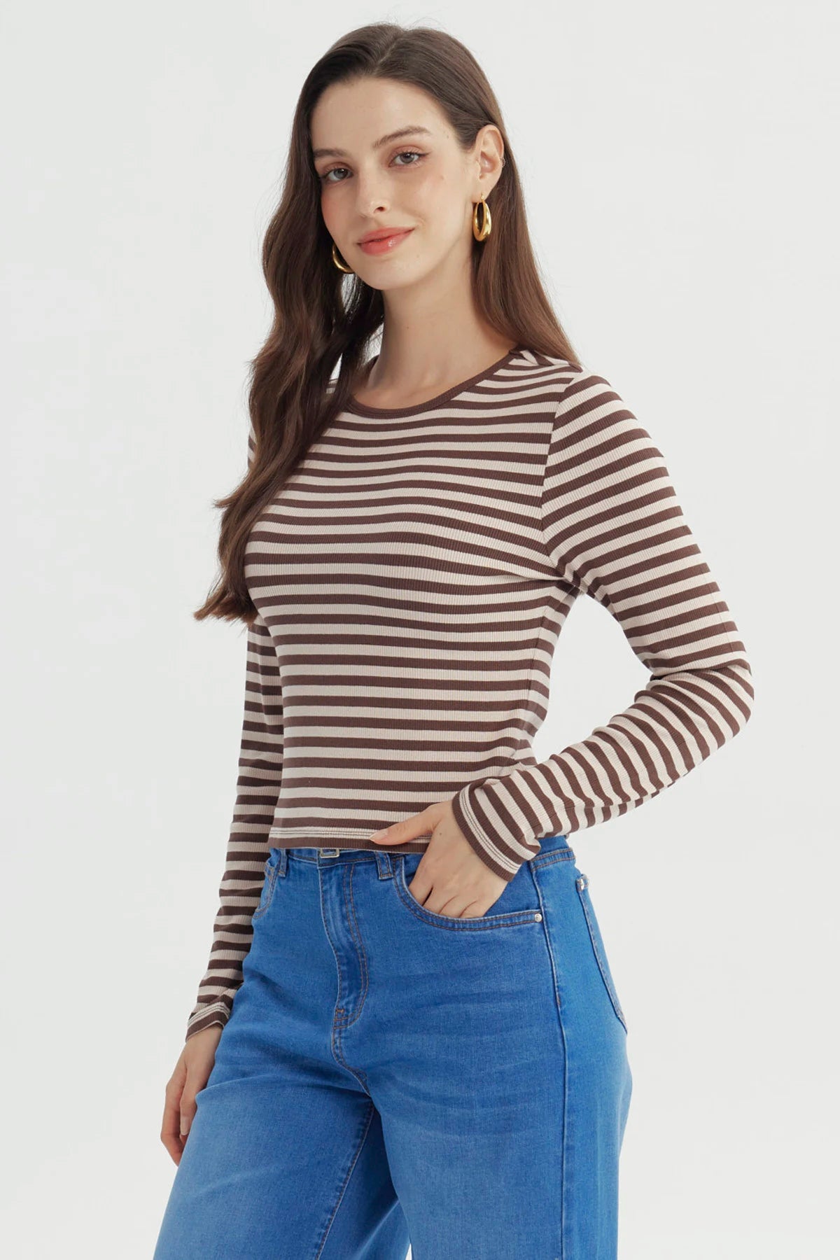 Polera Mujer Ajustado Café
