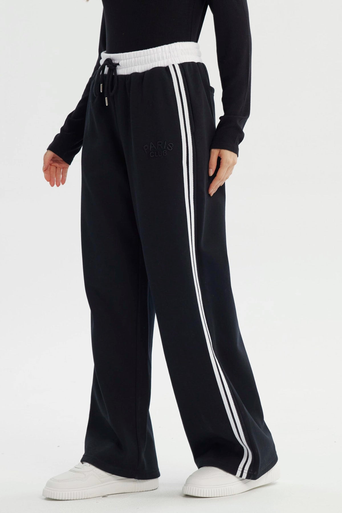 Pantalón Buzo Mujer Wide Leg Negro