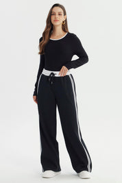 Pantalón Buzo Mujer Wide Leg Negro
