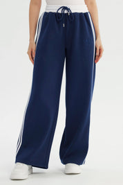 Pantalón Buzo Mujer Wide Leg Azul