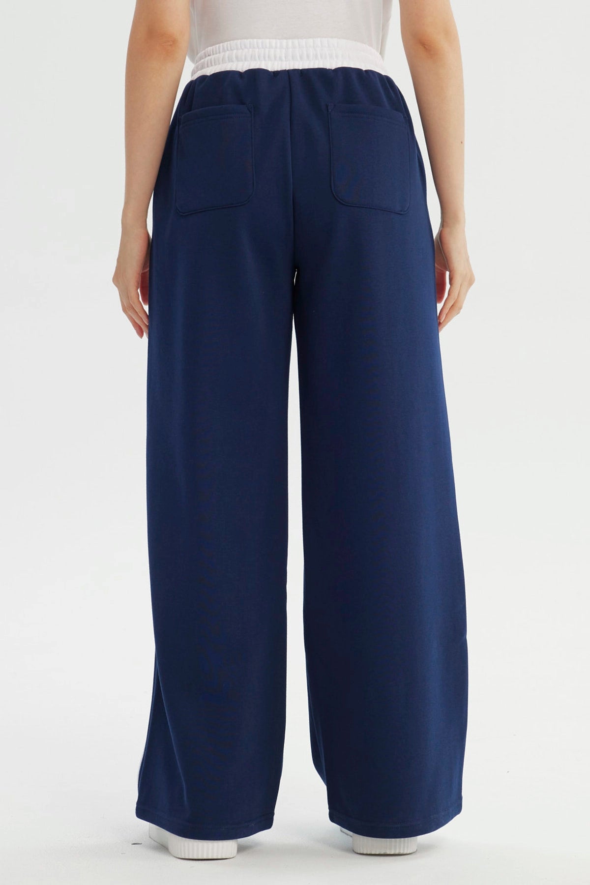 Pantalón Buzo Mujer Wide Leg Azul