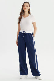 Pantalón Buzo Mujer Wide Leg Azul