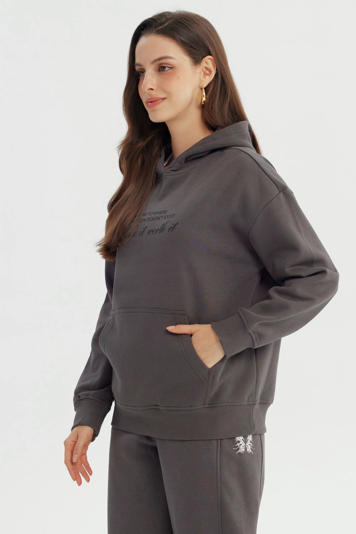 Polerón Mujer Slim Gris Oscuro