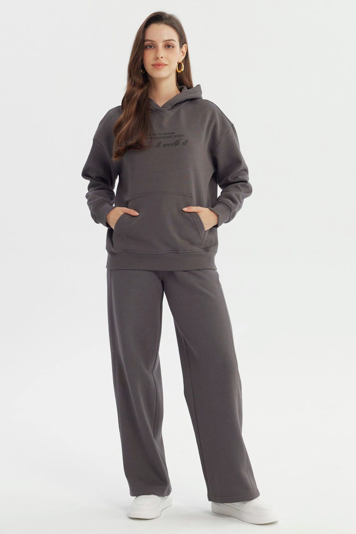 Polerón Mujer Slim Gris Oscuro