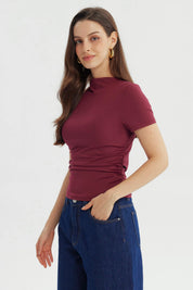 Polera Mujer Ajustado Burdeo
