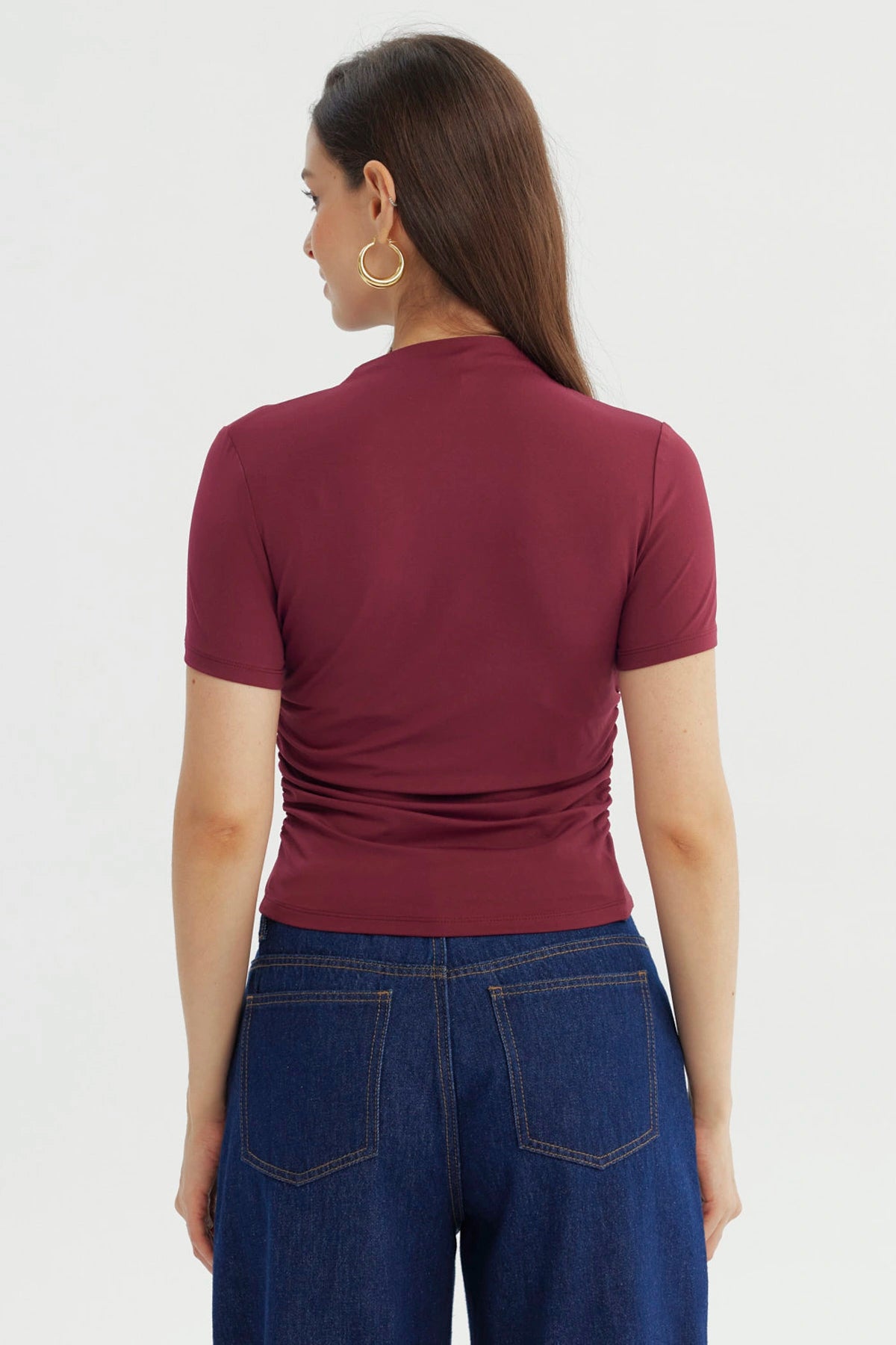 Polera Mujer Ajustado Burdeo