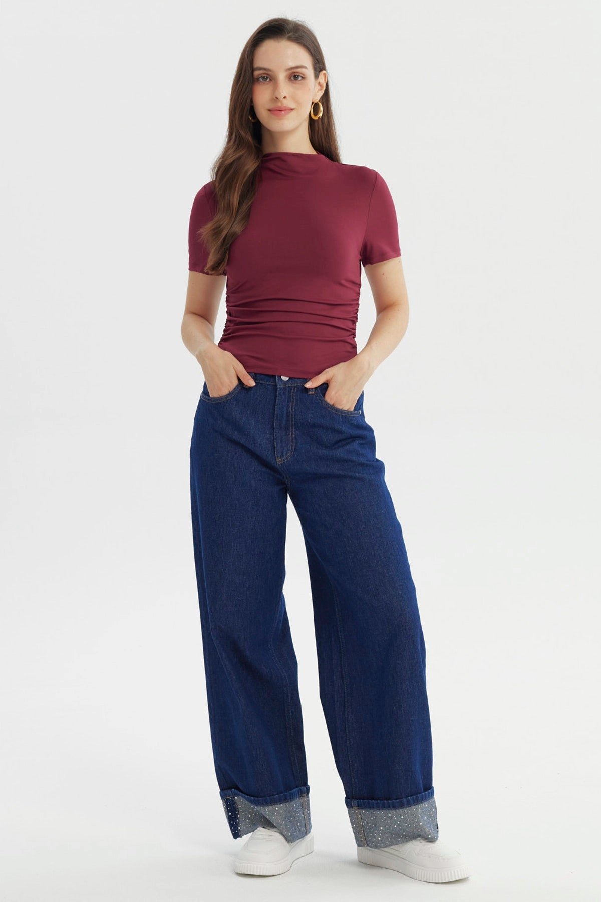 Polera Mujer Ajustado Burdeo