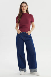 Polera Mujer Ajustado Burdeo