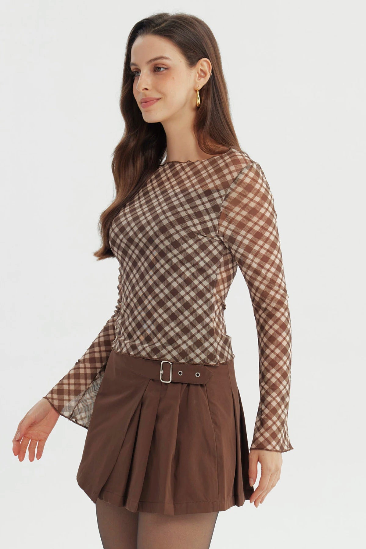 Polera Mujer Ajustado Café