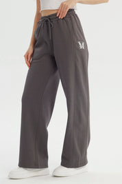 Pantalón Buzo Mujer Wide Leg Gris Oscuro