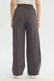 Pantalón Buzo Mujer Wide Leg Gris Oscuro