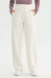 Pantalón Buzo Mujer Wide Leg Crema
