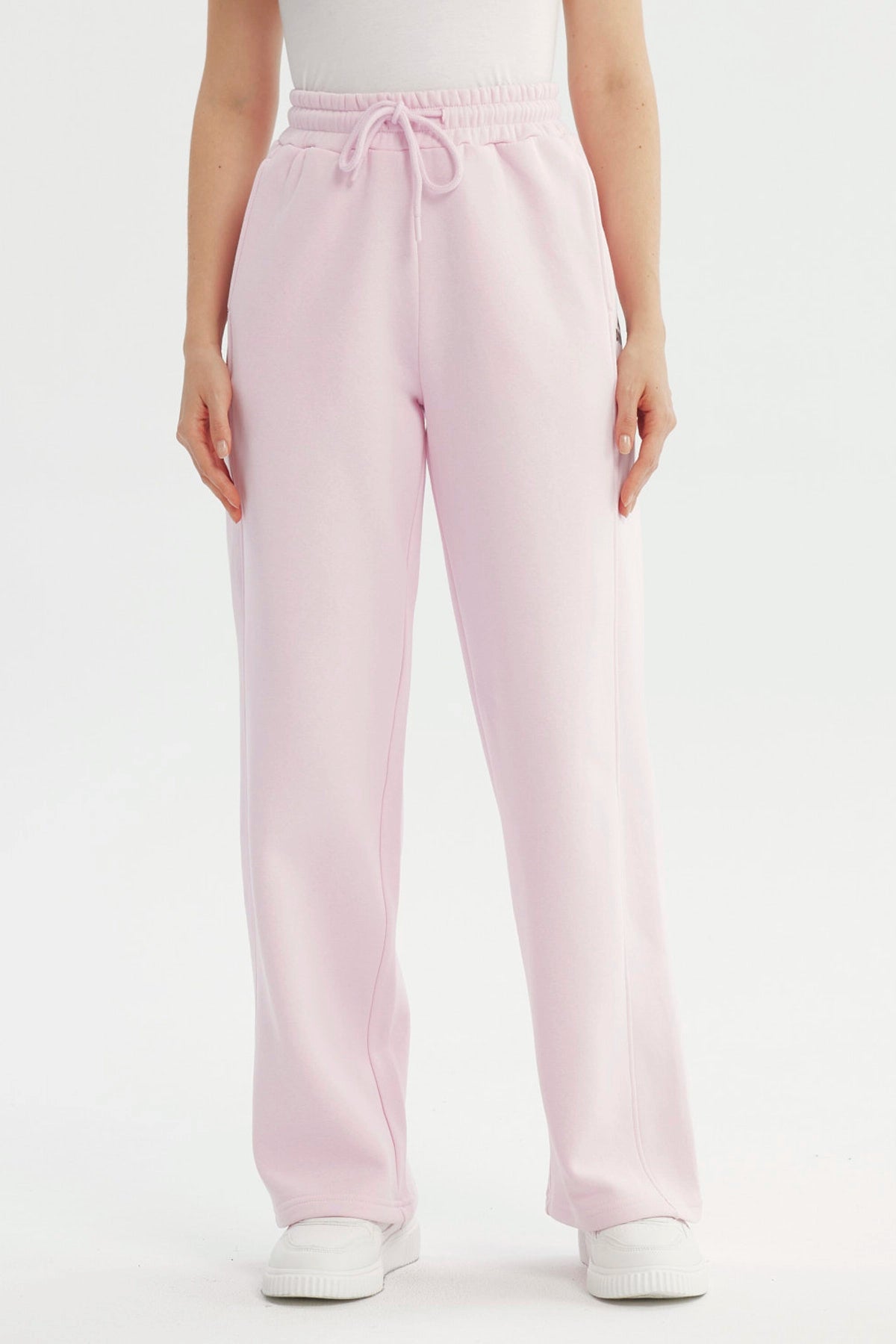 Pantalón Buzo Mujer Wide Leg Rosado