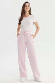 Pantalón Buzo Mujer Wide Leg Rosado