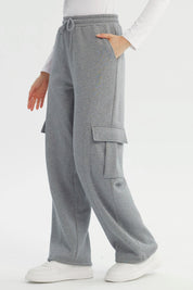 Pantalón Buzo Mujer Calce Recto Gris Oscuro