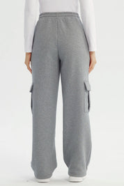 Pantalón Buzo Mujer Calce Recto Gris Oscuro