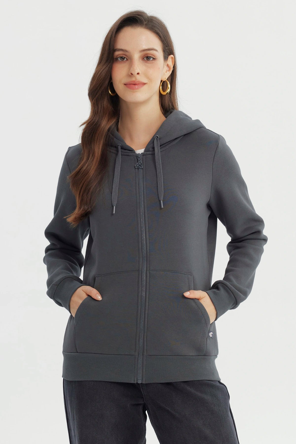 Polerón Mujer Slim Gris Oscuro