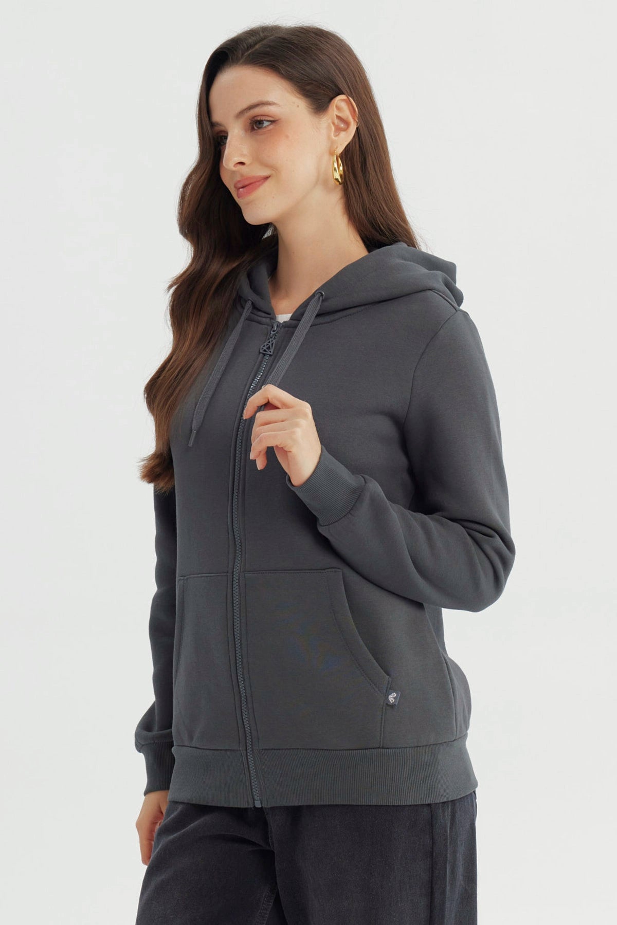 Polerón Mujer Slim Gris Oscuro