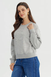 Polerón Mujer Regular Gris Melange
